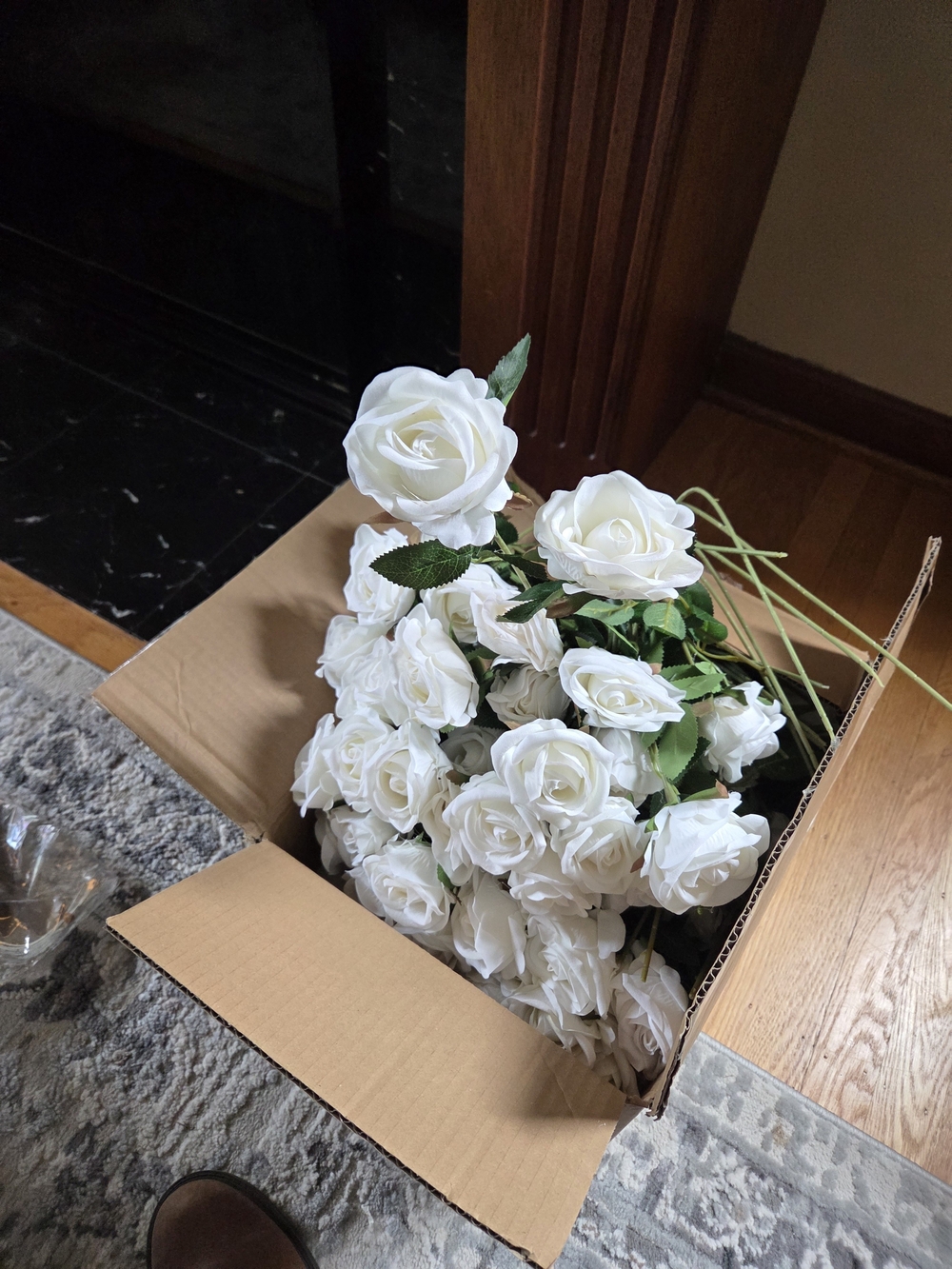 Elegant White Artificial Rose Bouquet 120 Count Box - Home Accents